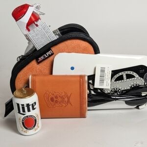Flask, Uber Sign (New), Gun Case And Lock, Miller Ornament